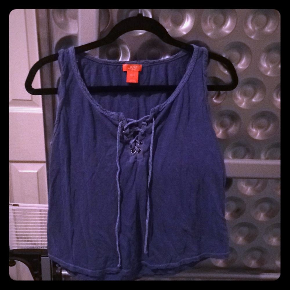 Blue tank with braided laces